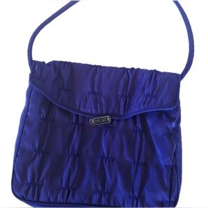 Small Handbag Plush Purple Designer Bag with Stitching and Single Strap